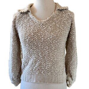 Vintage Pallas Womens M Hand Loomed Irish Linen Sweater Beige Nubby